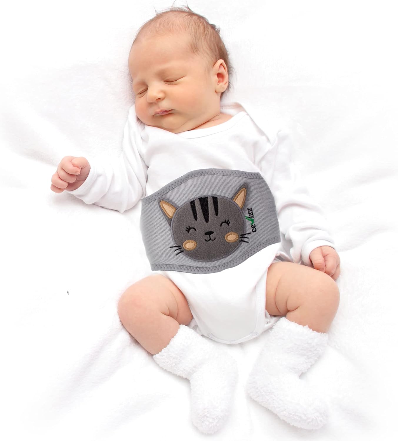 251103224753348_1 Baby Colic Gas and Upset Stomach Relief for Newborns-100% Cherry Seed-Heated Tummy Wrap-Colic Baby Swaddling Belt for Natural Relief–Soothing and Calming (Grey) - Image 1